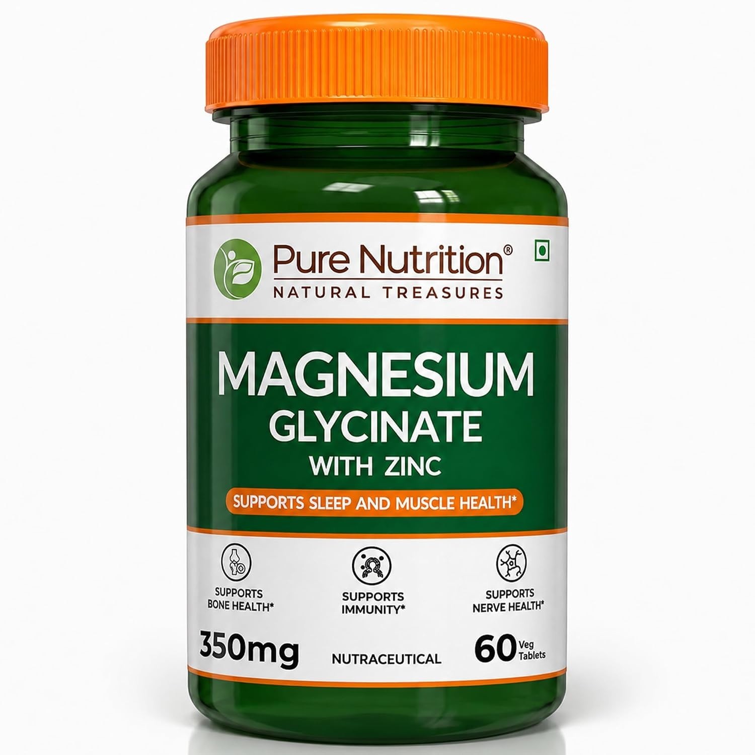 Pure Nutrition Magnesium Glycinate with Zinc Supplement 60 TABLET LONG EXPIRY