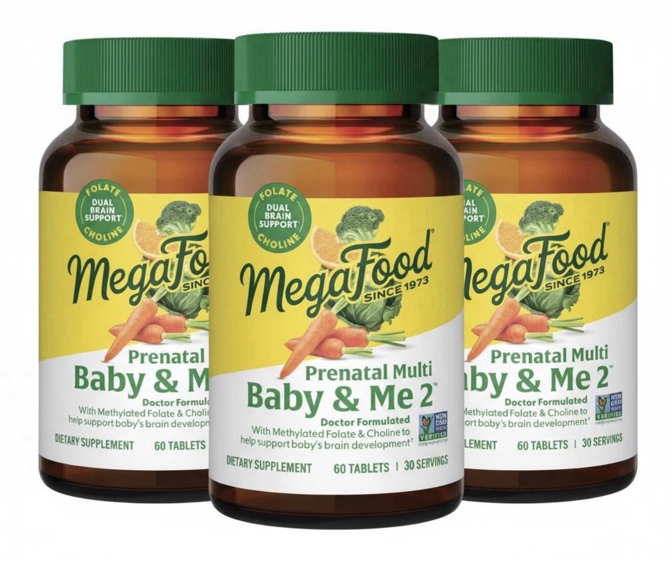 MegaFood Baby & Me 2 Prenatal Vitamins 180 Total Tablets EXP: 06/2026 3 PACK