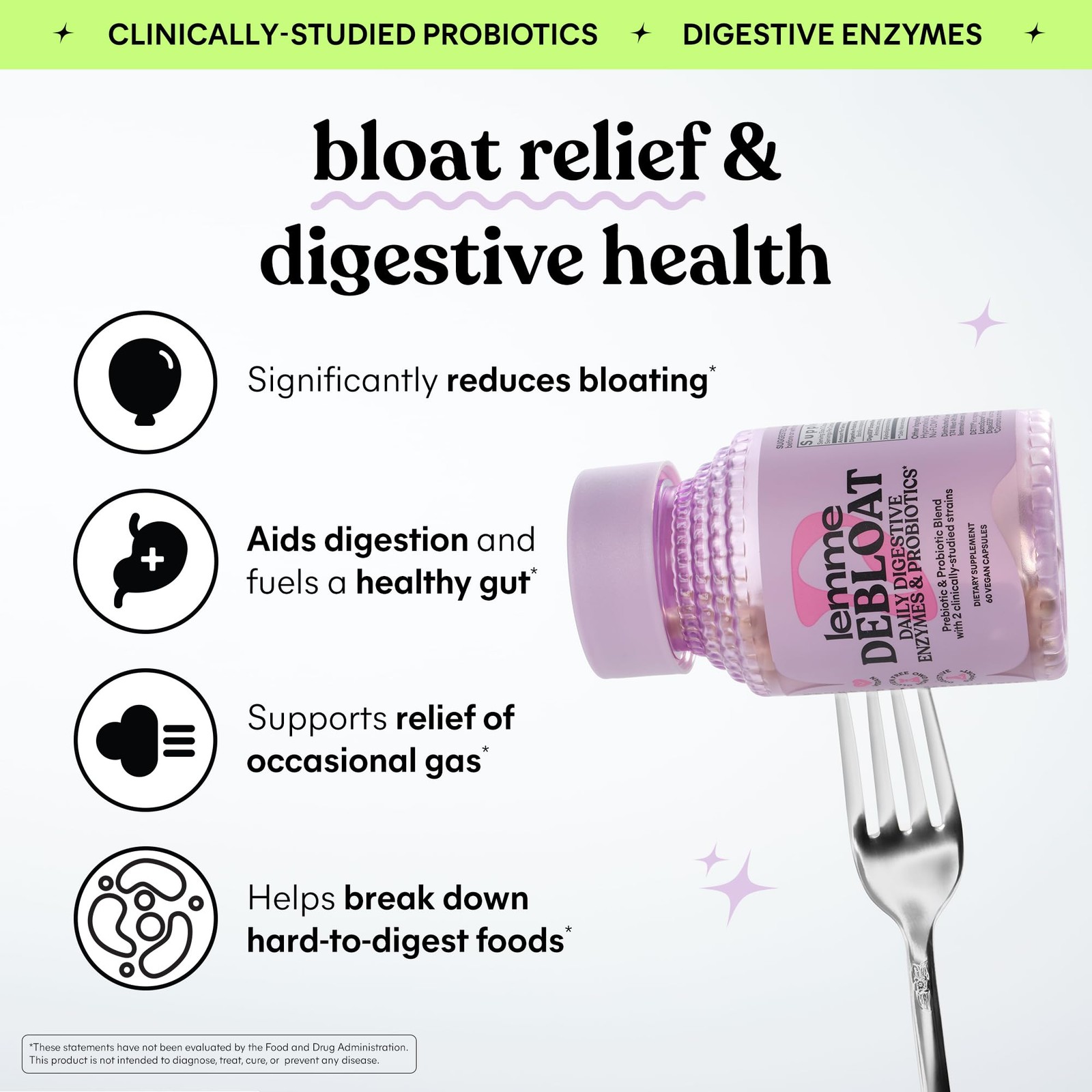 Debloat 3-in-1 Prebiotic, Probiotic & Digestive Enzyme Capsules for Bloating …
