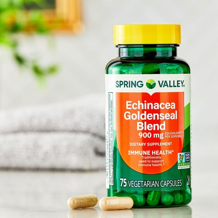 Spring Valley Echinacea Goldenseal Blend 900 mg Vegetarian Capsules 75 Count