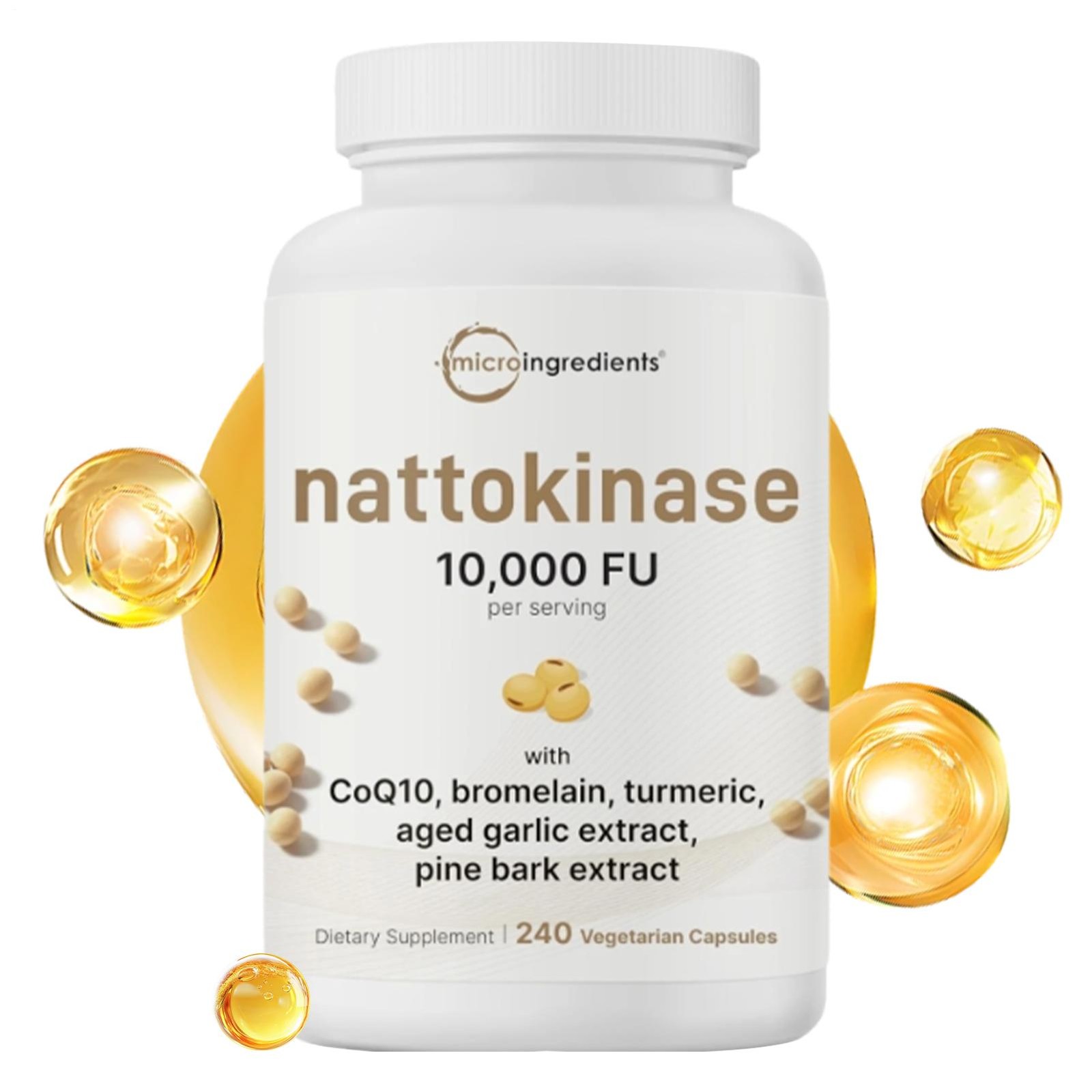 Nattokinase 10,000 FU Per Serving (Natural Natto Extract), 240 Vegetarian Capsul
