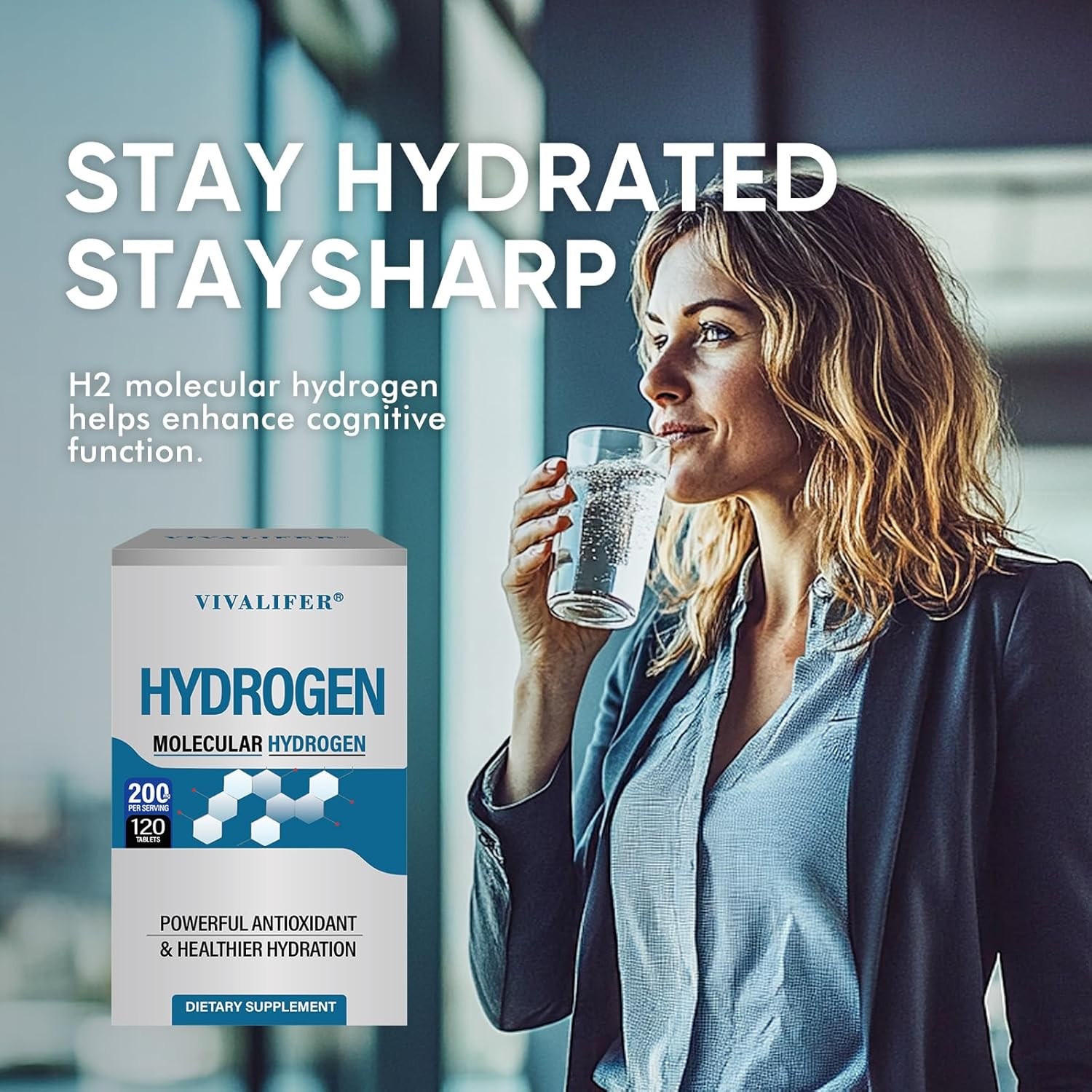 Hydrogen Water Tablets, 12 ppm H2 Molecular Hydrogen Supplement with Magnesium
