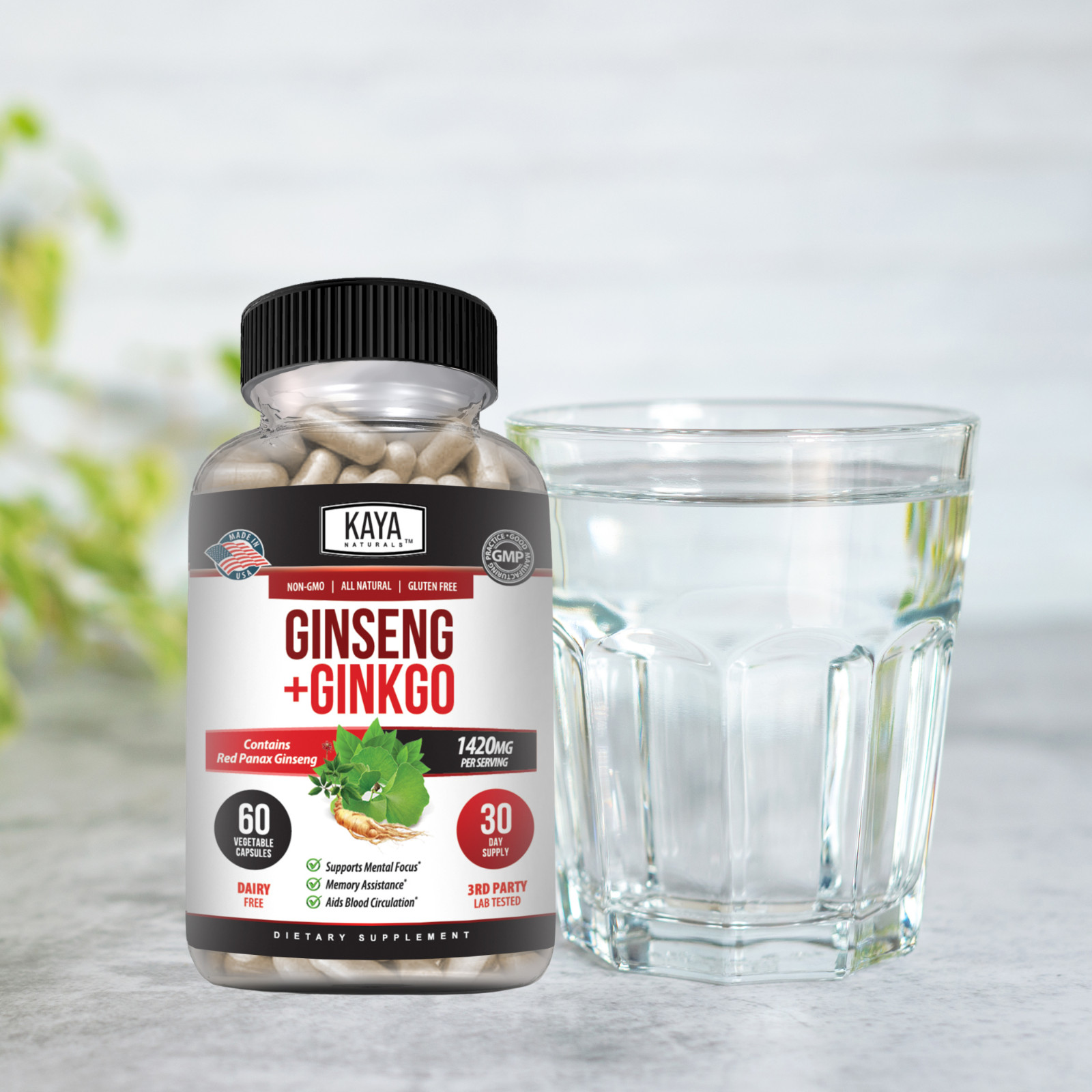 Ginseng + Ginkgo Biloba for Brain Function, Blood Circulation, Anti Inflammation