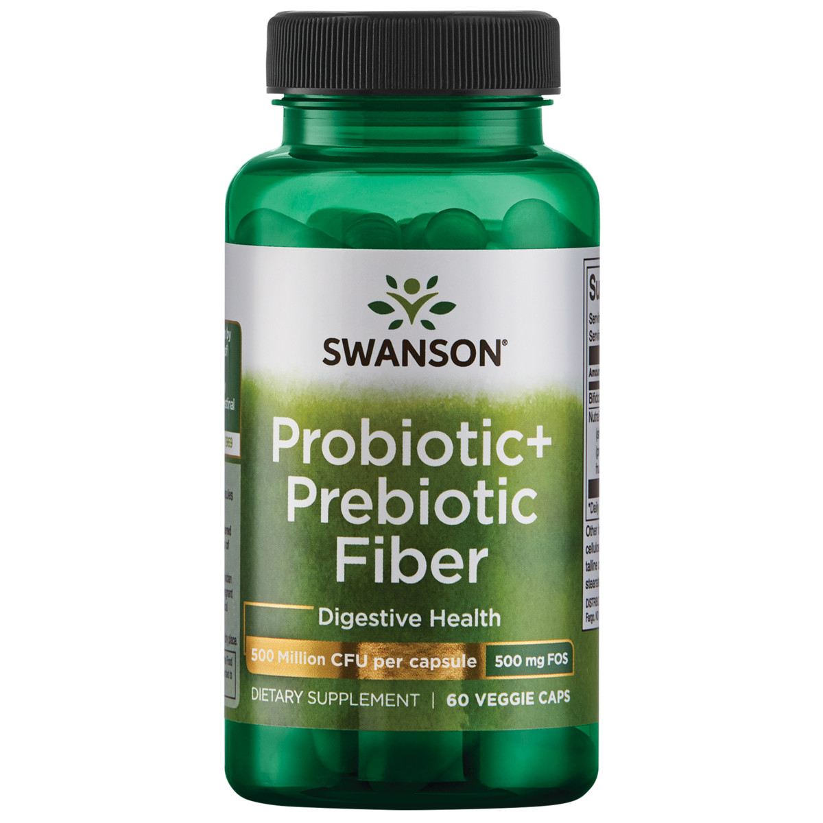 Swanson Probiotic+ Prebiotic Fiber 500 Million Cfu 60 Veggie Capsules