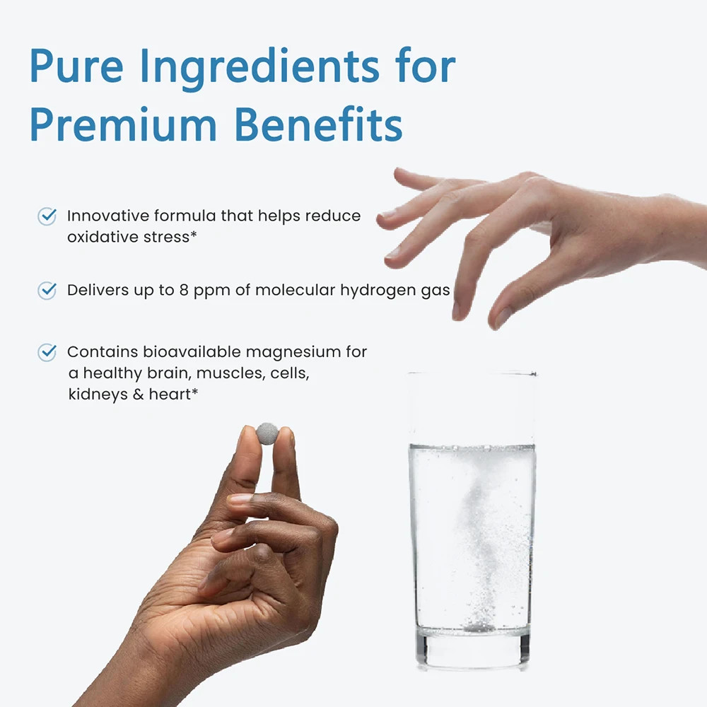 H2 Hydrogen Tablets with Magnesium – 8 PPM Hydrogen Tablets for Drinking Water –