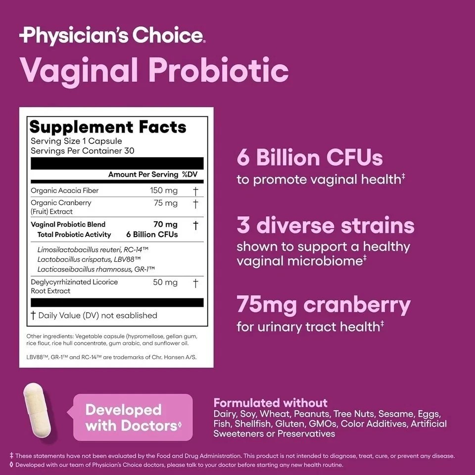 3PACK Physician’s Choice Vaginal Probiotic for Women-Support Vaginal PH Balance