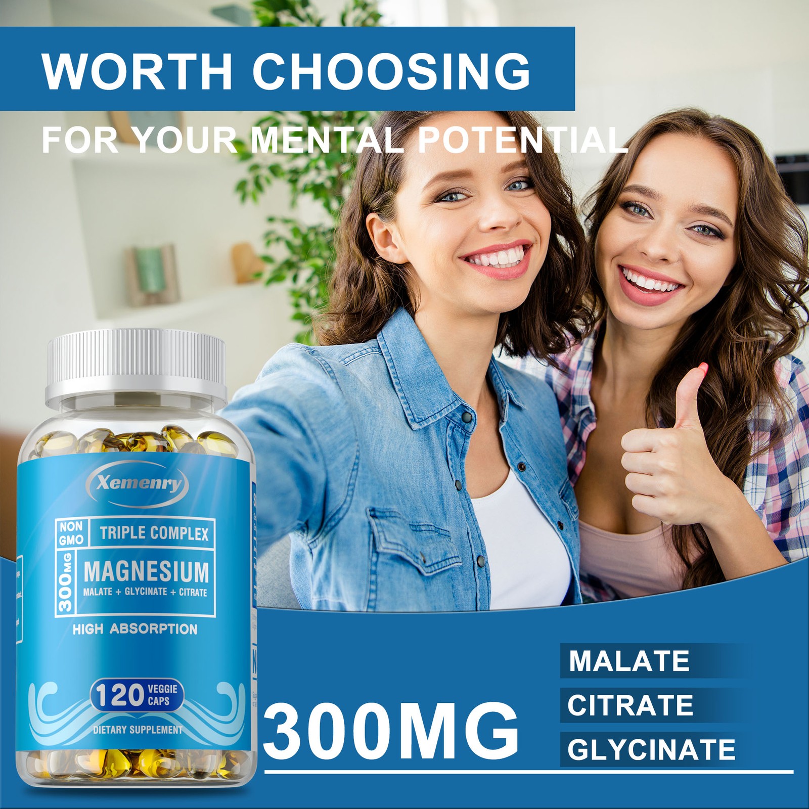 Triple Magnesium Complex -Magnesium Malate,Glycinate,Citrate,Sleep,Stress Relief