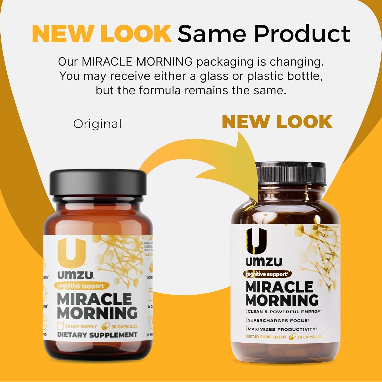 Miracle Morning Natural Energy Focus & Mood Boost | 150mg Caffeine 30 Caps