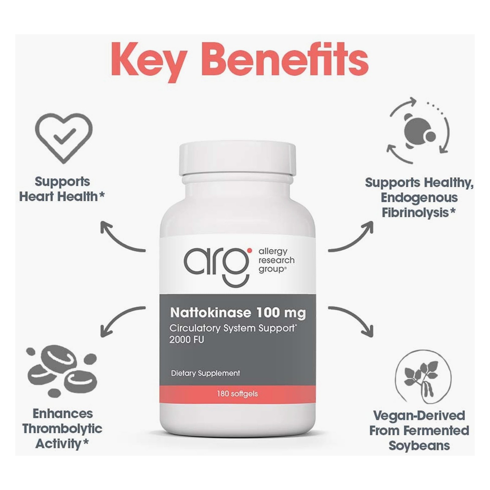 Allergy Research Group Nattokinase 100 mg – Circulation Support 180ct 180 Caps