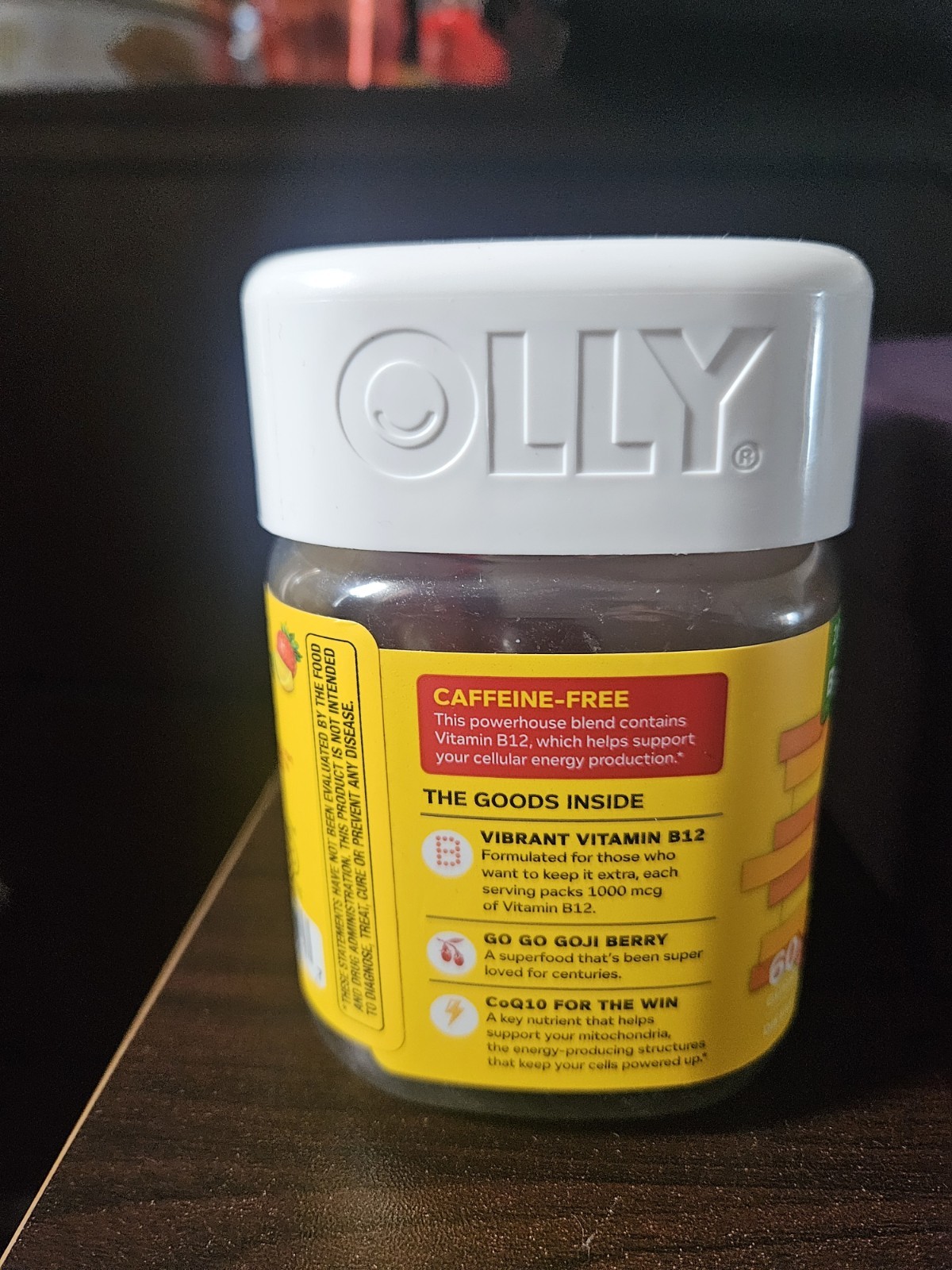 OLLY Extra Strength Daily Energy Gummy, Caffeine Free, 1000mcg Vitamin B12 60 Ct