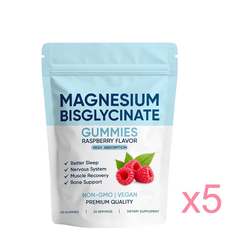 1~5 Bag Magnesium Bisglycinate Gummies Improve Sleep Raspberry Flavor 60 Gummies
