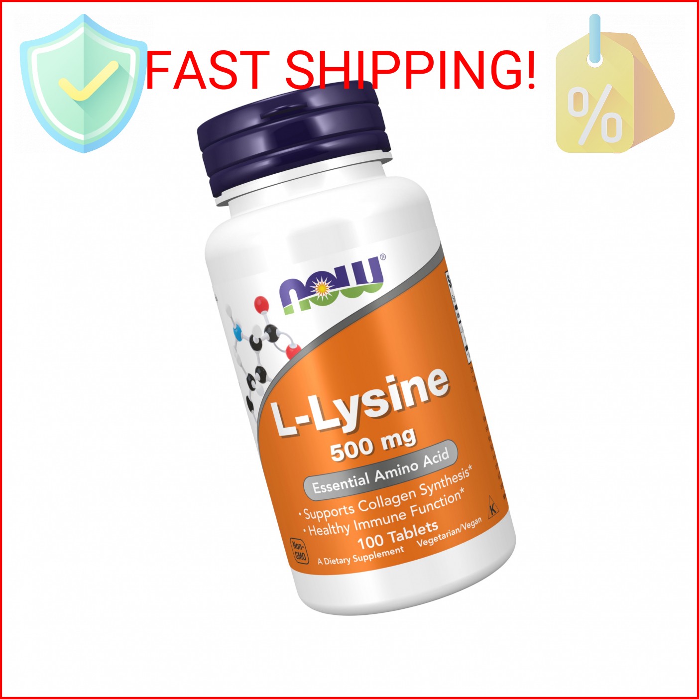 NOW Foods Supplements, L-Lysine (L-Lysine Hydrochloride) 500 mg, Amino Acid, 100
