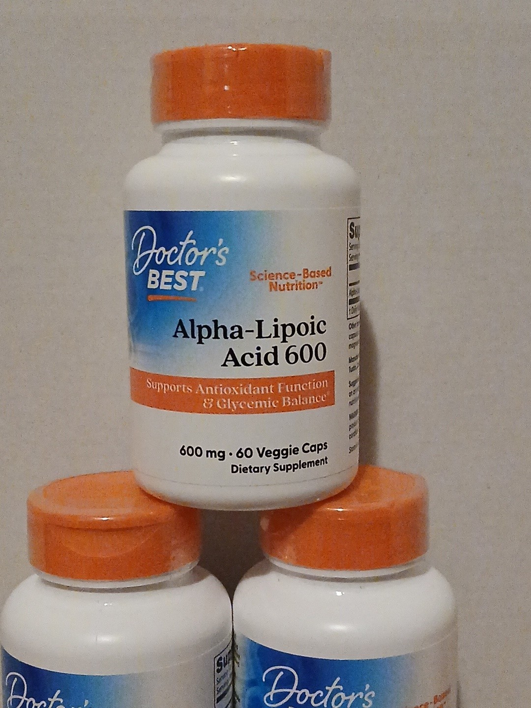 THREE Doctor’s Best Alpha Lipoic Acid 600 mg 60 Veggie Caps Each Total 180
