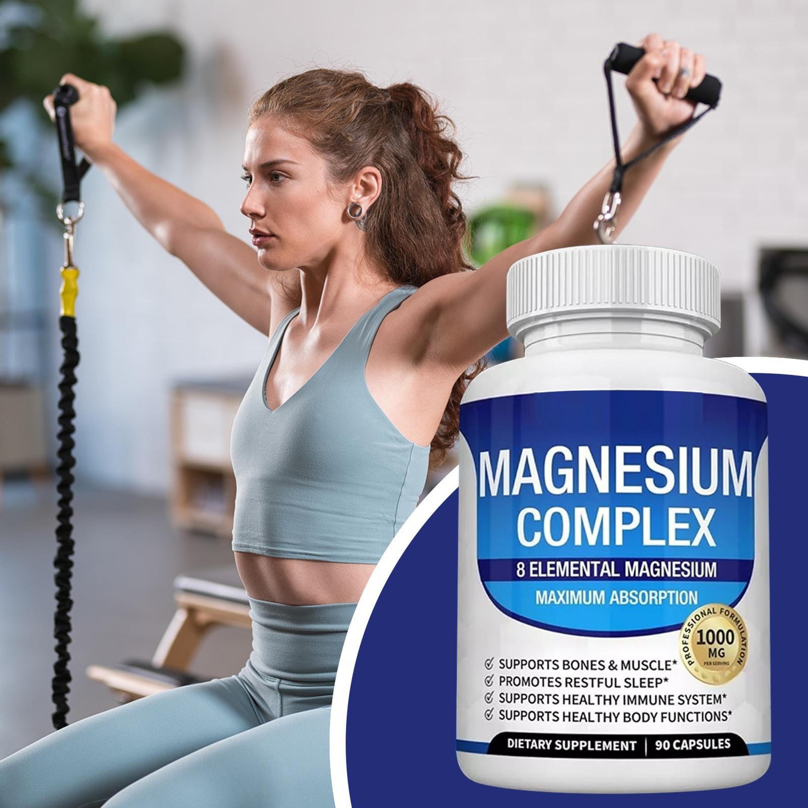 Enhanced Magnesium Glycinate Complex 1000mg – 90 Capsules 8 elements magnesium