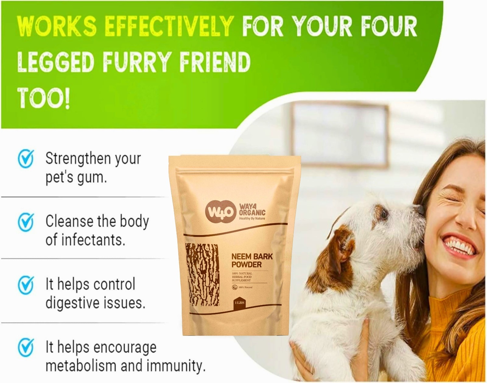 Neem Bark Powder 16 Oz (1 lb) – Dental and Digestion Support (Pack of 2)