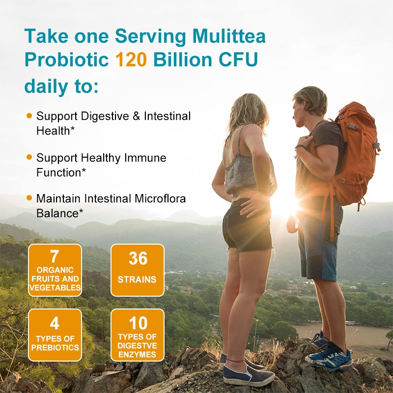 Probiotics 120 Billion CFU Enzyme and Prebiotic for Digestive & Gut Health
