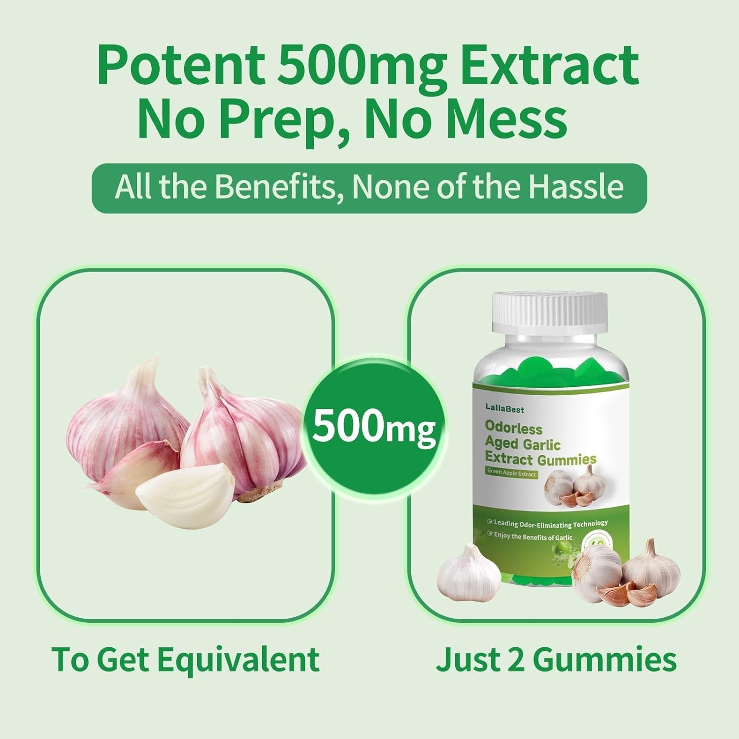 Odorless Aged Garlic Extract Gummies,7500mg Garlic,2 Years Aged Garlic Extract,G