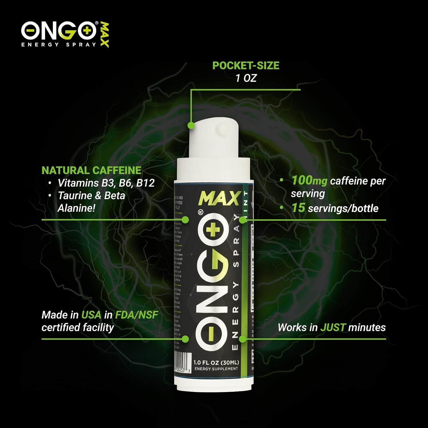 Energy Natural Caffeine (1500mg) Rapid Oral Delivery When You Need it Most NEW