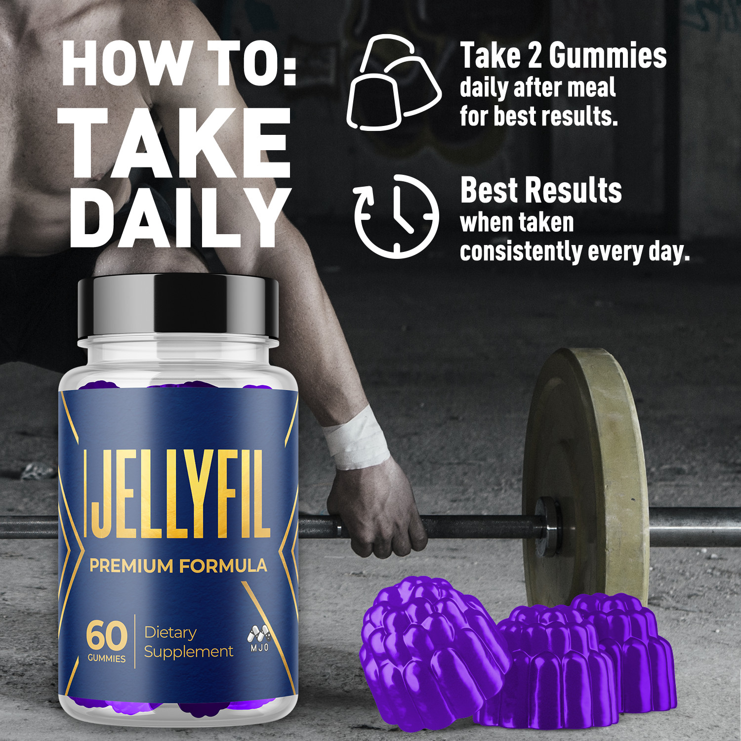 (1 Pack) Jellyfil Male Gummys Advanced Male Health Vitamin Support 60 Gummies