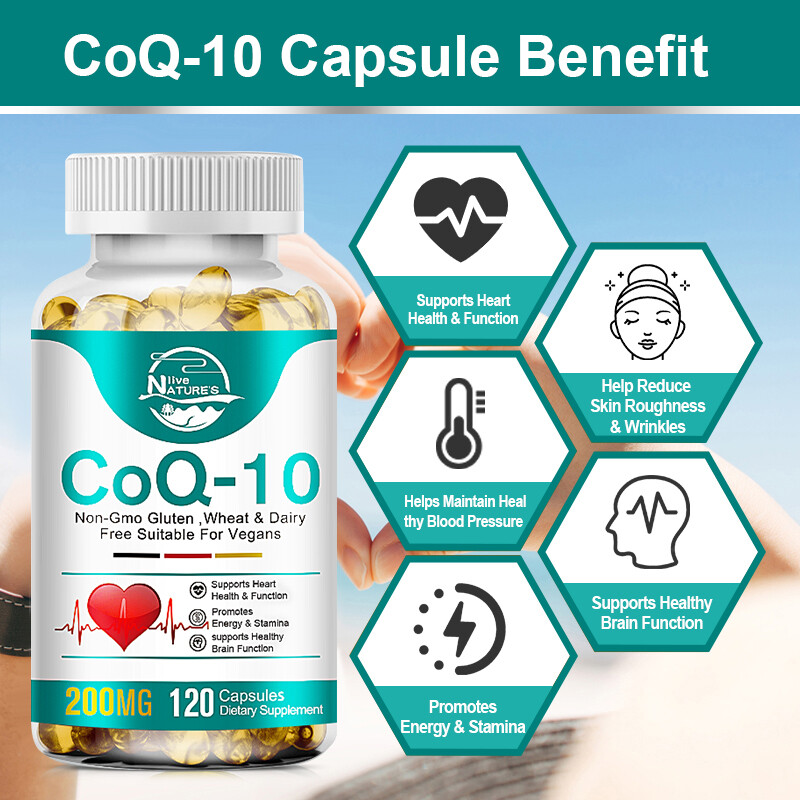 2pcs CoQ10 Coenzyme Q10 200mg Capsules Heart Health & Function Energy Supplement