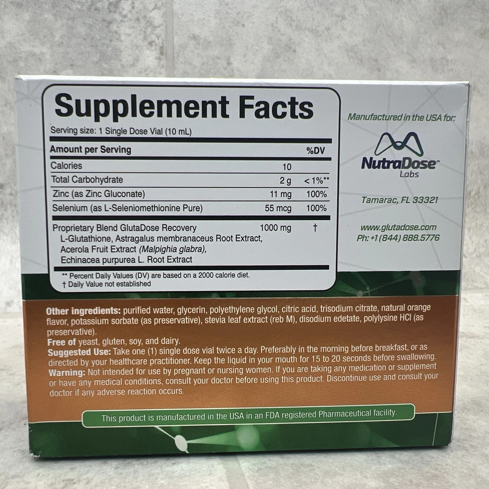 GlutaDose Recovery Immune Booster – 12 Single Doses Each Box- 07/2025