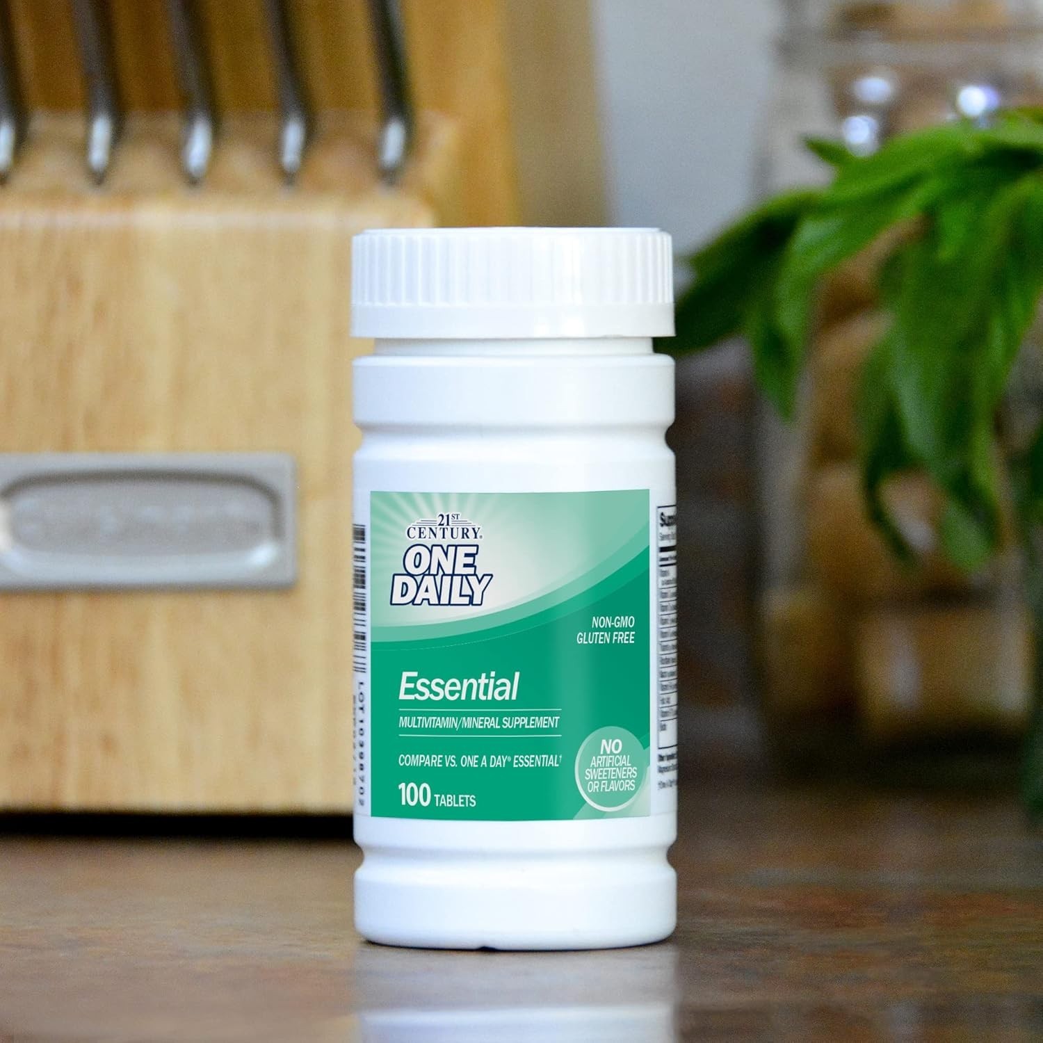 Daily Essential Multivitamin Tablets – 100 Count, Gluten-Free & Easy to Swallow