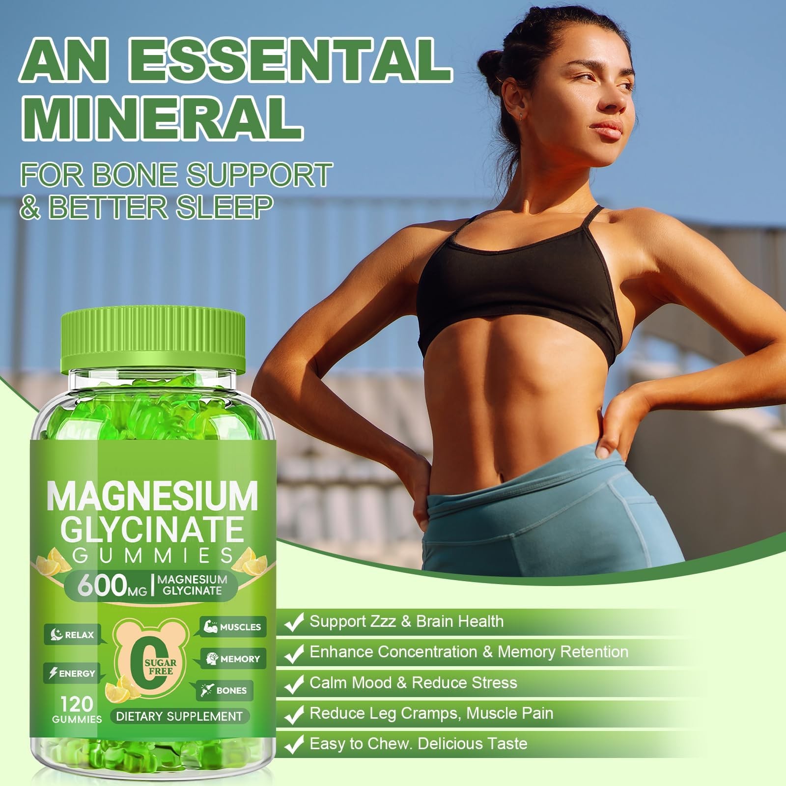 Cytona Magnesium Glycinate Gummies 600Mg Chewable Magnesium Supplements For