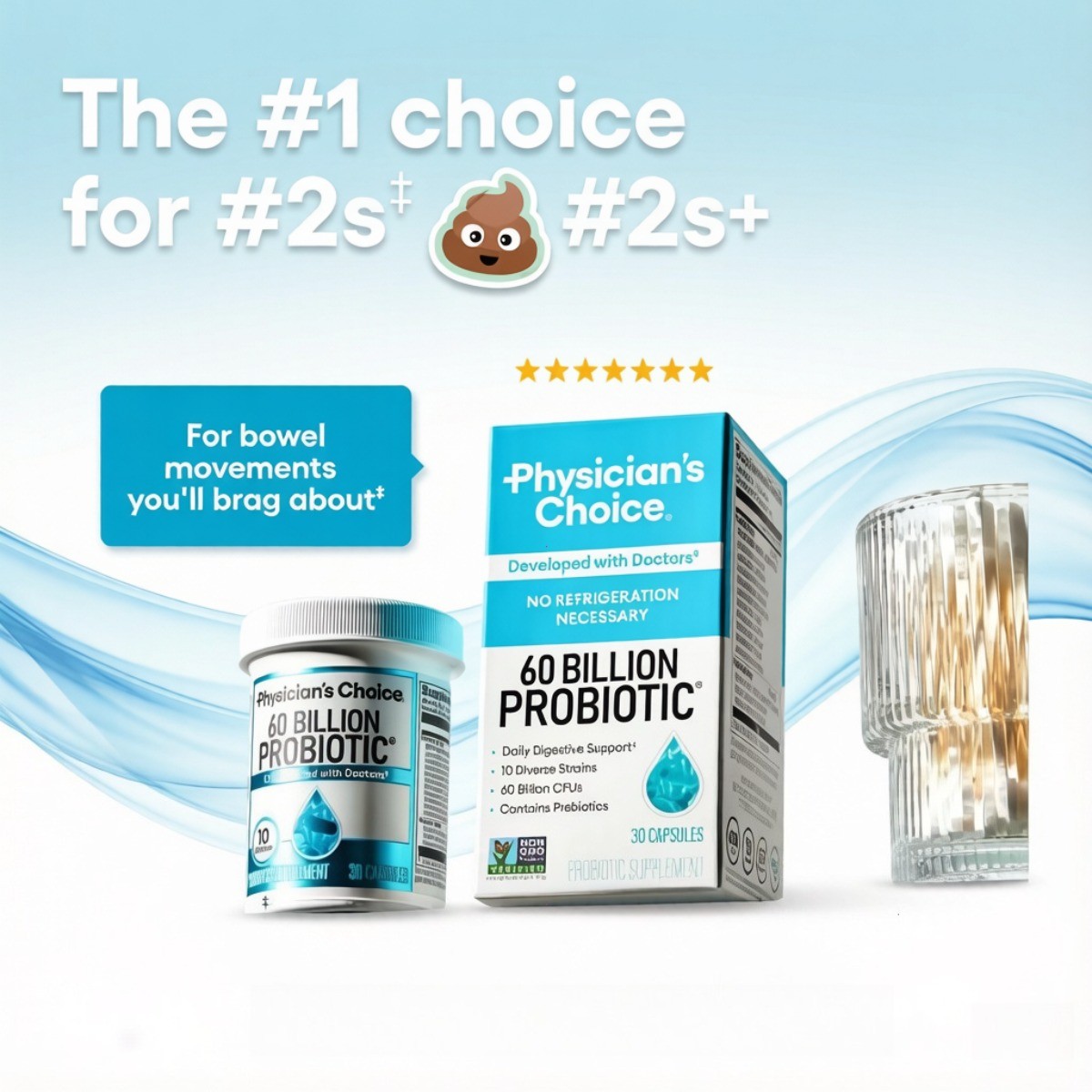 Physician’s Choice 60B Probiotic, 10 Strains, Gut/Gut Digestive/Immune, 30 Caps