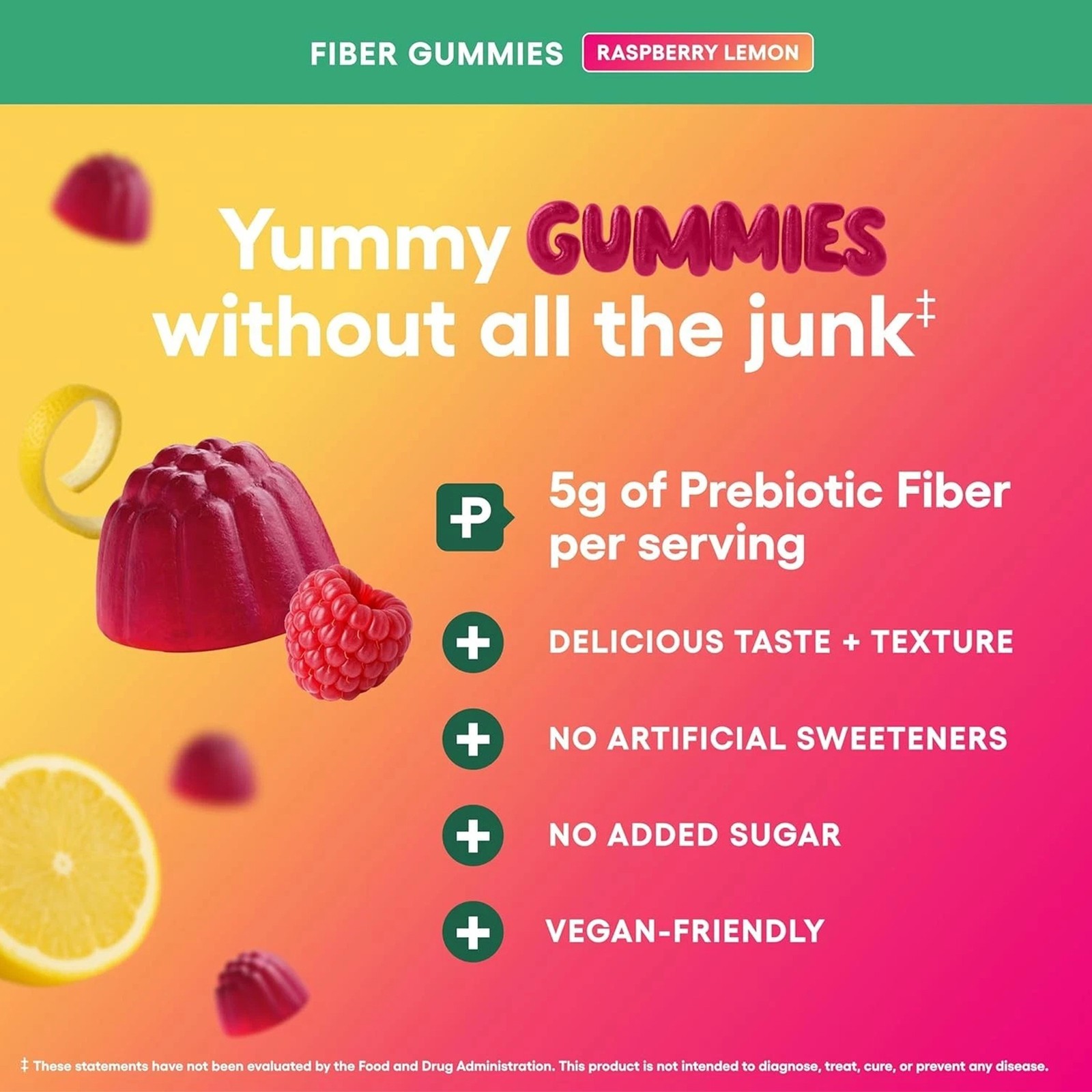 Physician’s Choice Fiber Gummies ideal for Digestive Health & Regularity – Raspb