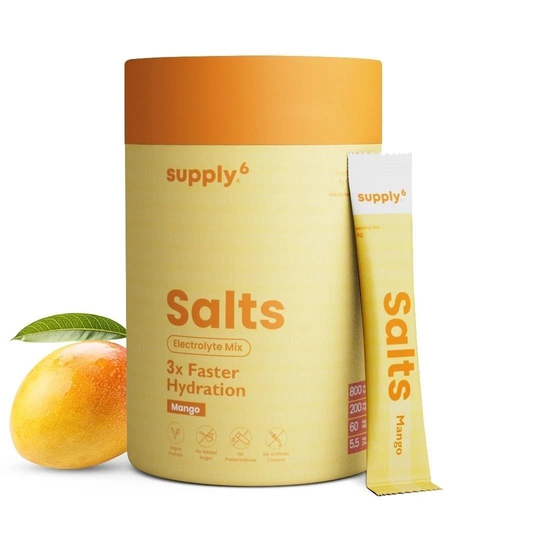 Supply6 Salts | Electrolyte Mix | Zero Added Sugar, (54 Servings, Mango) r058