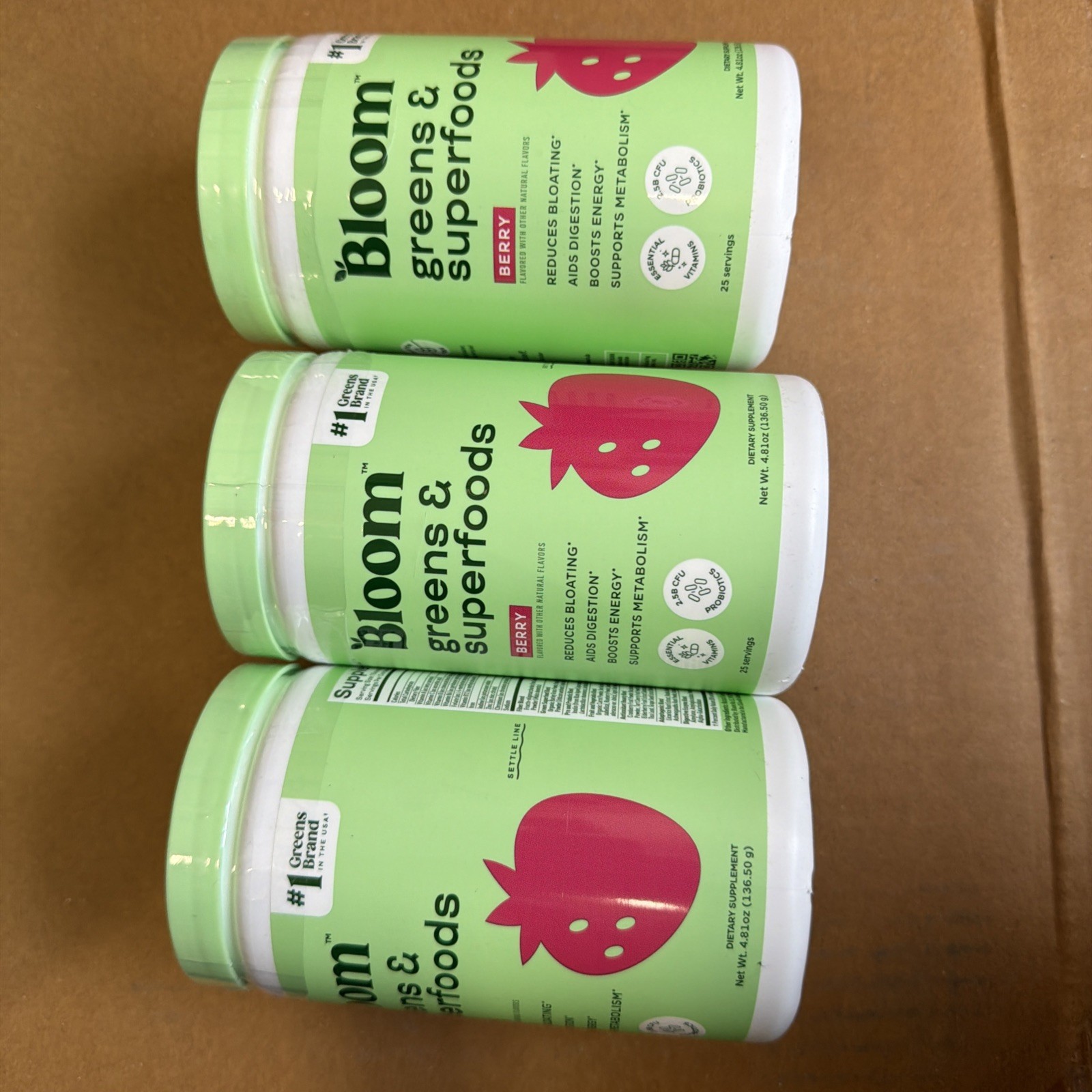 3 BottleBloom Nutrition Greens & Superfoods Powder Mixed Berry 25 Servings 4.8oz