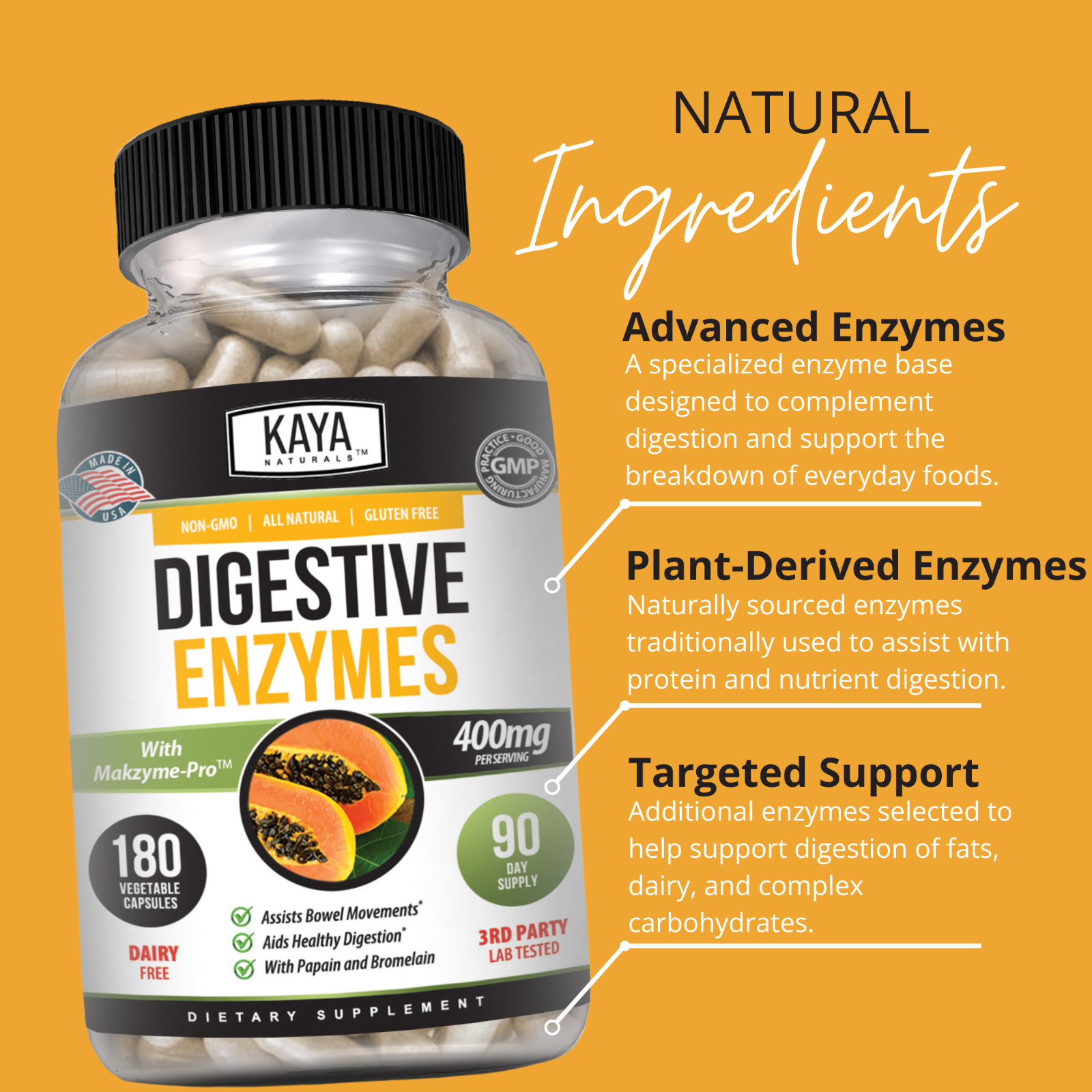 Digestive Enzymes Probiotics & Bromelain 180ct Constipation Bloating Gut Relief
