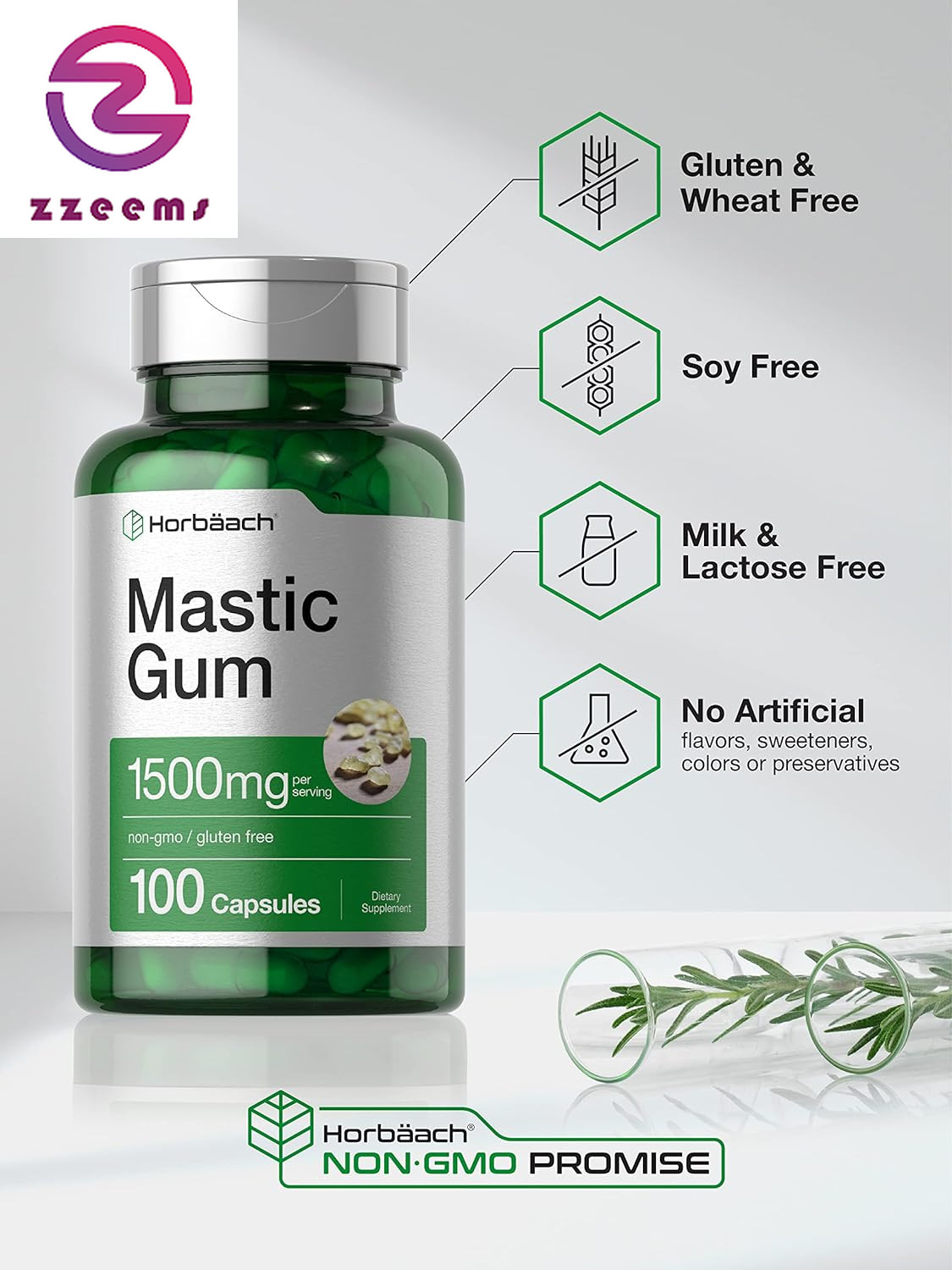 Mastic Gum Capsules 1500Mg 100 Count | Non-Gmo & Gluten Free