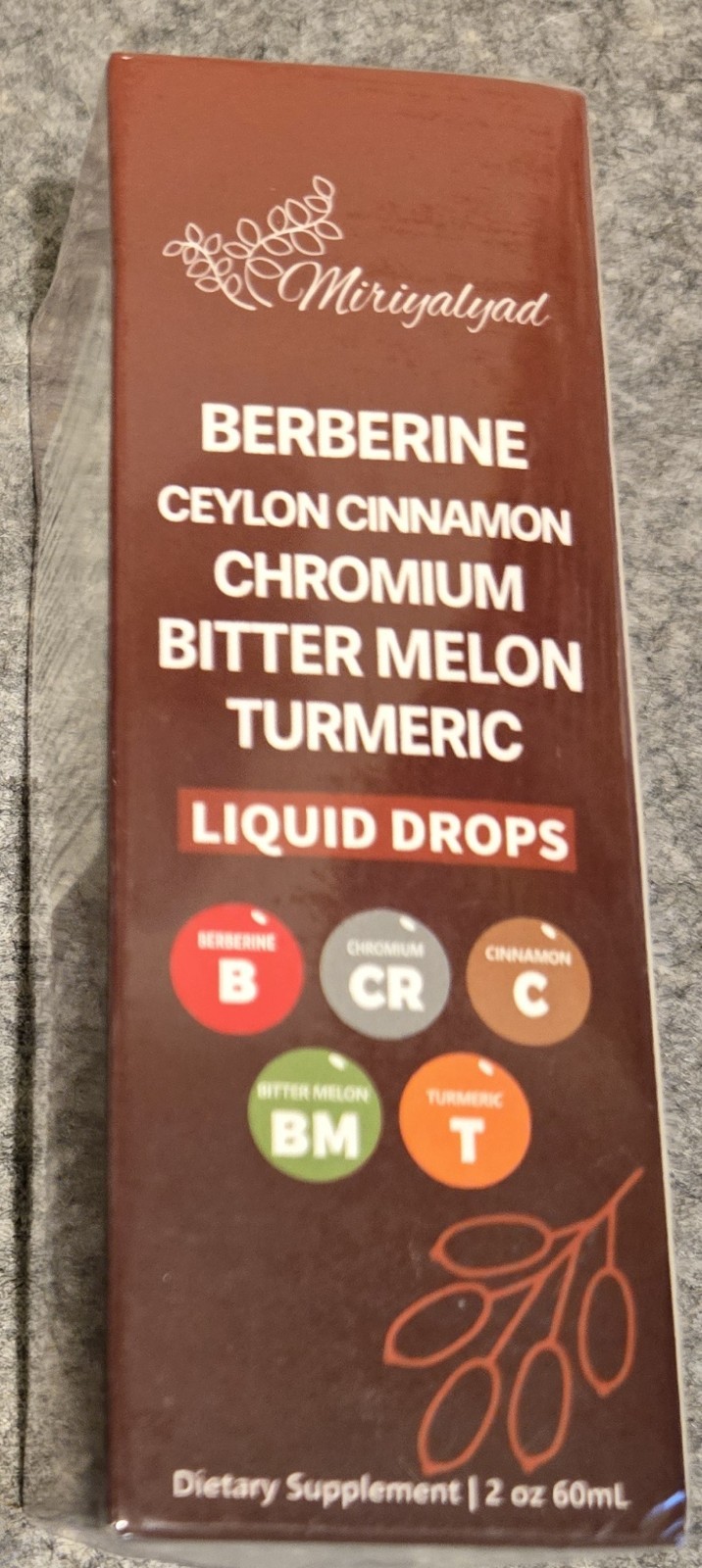 Miriyalyad Liquid Drops 2oz w Ceylon CinnamonTurmeric Bitter Melon Exp 01/2027