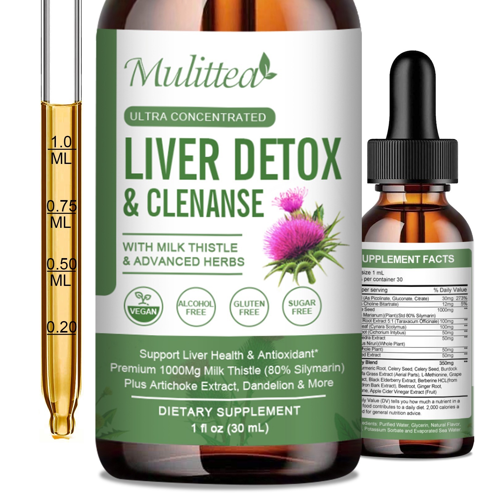 2Pack Milk Thistle Liver Cleanse Detox Herbal Liver Support Supplement 30ML