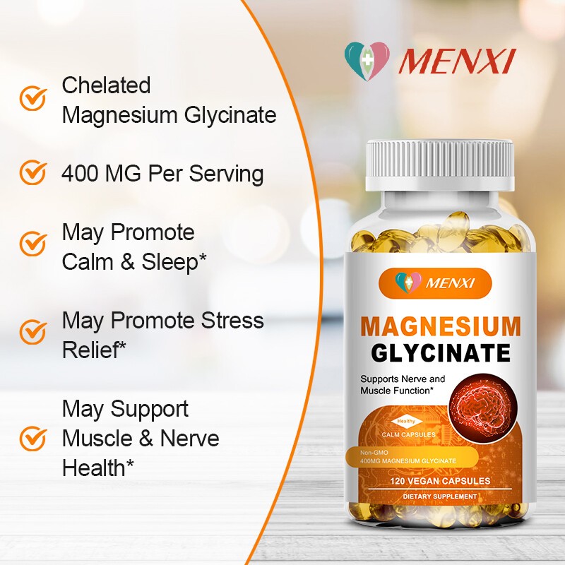 Magnesium Glycinate 400mg 360 Capsules For Sleep Stress Relief Support Bone Lot