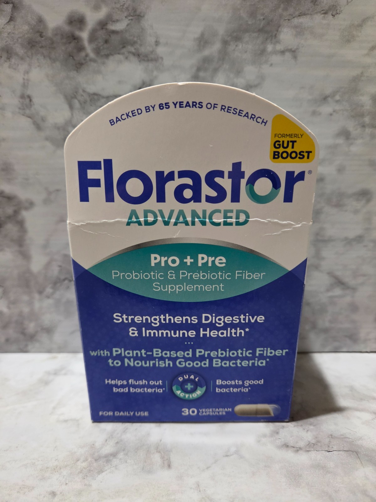 Floratstor Advanced Gut Boost Probiotic + Prebiotic Fiber 30 Capsules 11/2027