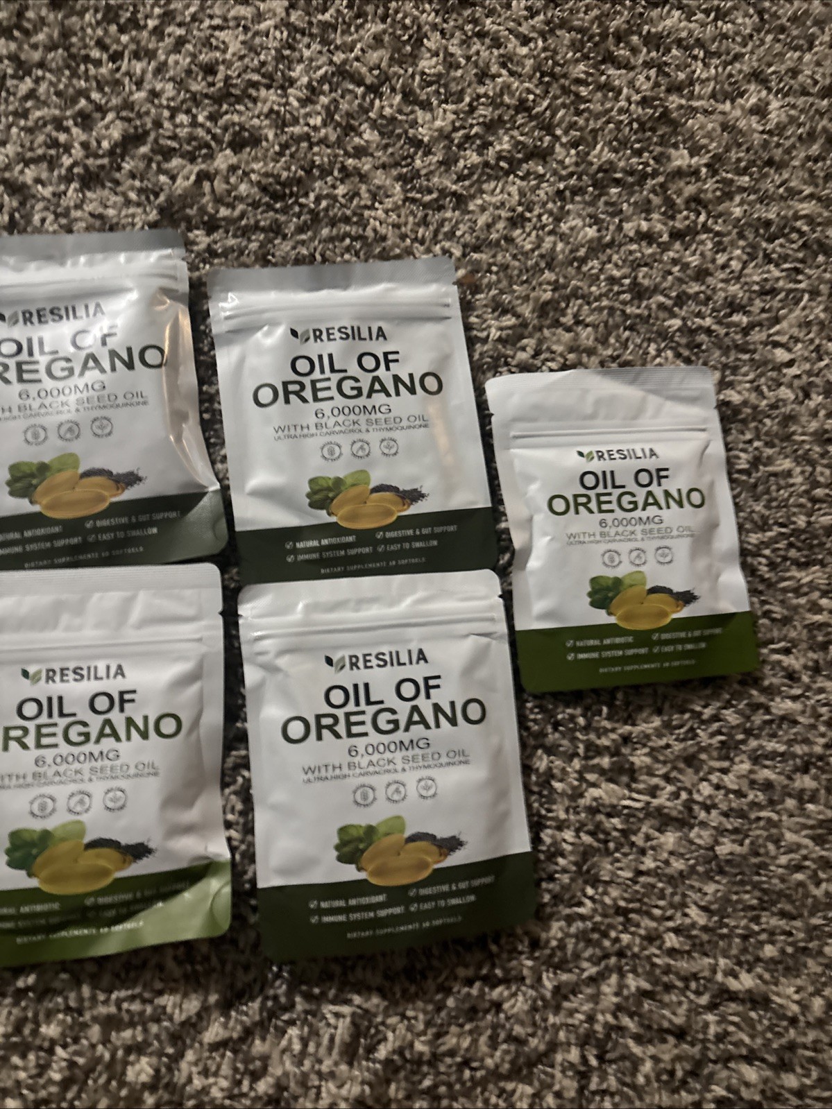 Lot Of 6 Packs Resilia Oil Of Oregano With Black Seed Oil 6,000 Mg 60 Tabs Each