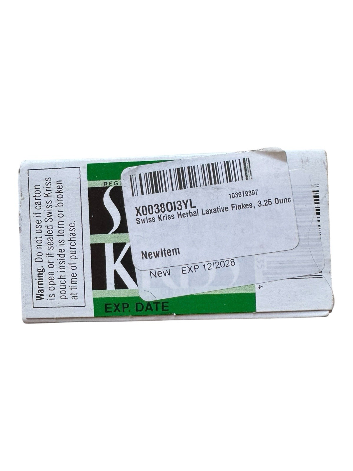 Swiss Kriss Herbal Laxative Flake Natural Digestive Aid – 3.25 oz – Ex: 12/28