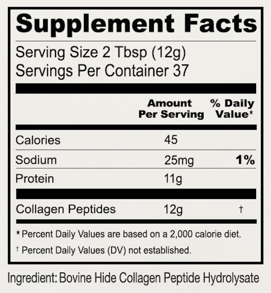 Collagen Peptide Powder, 1 lb, Pure Hydrolyzed, Gluten Free, Keto and Paleo Frie