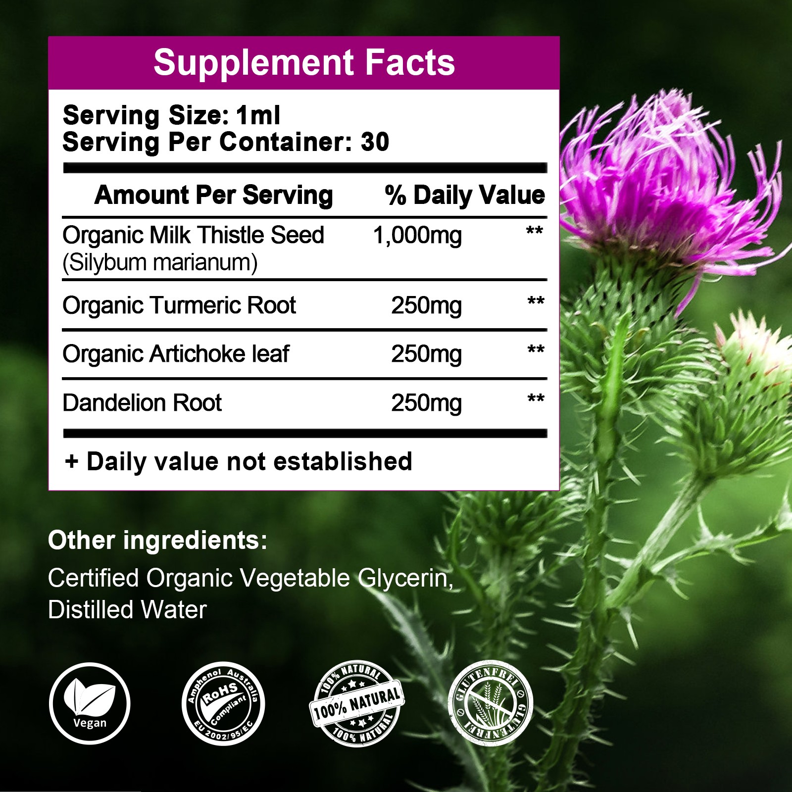 Liver Detox and Cleanse Liquid Drop Extra Strength Milk Thistle Seed Extract