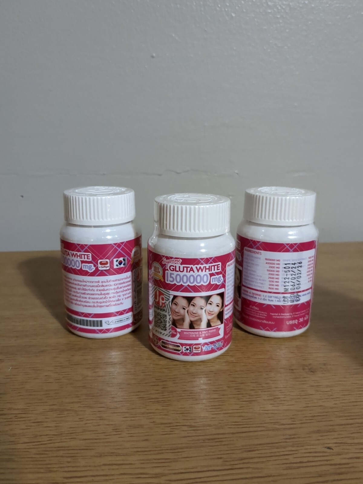 3 Bottle Supreme Gluta White 1500000Mg Whitening Softgel 30pc