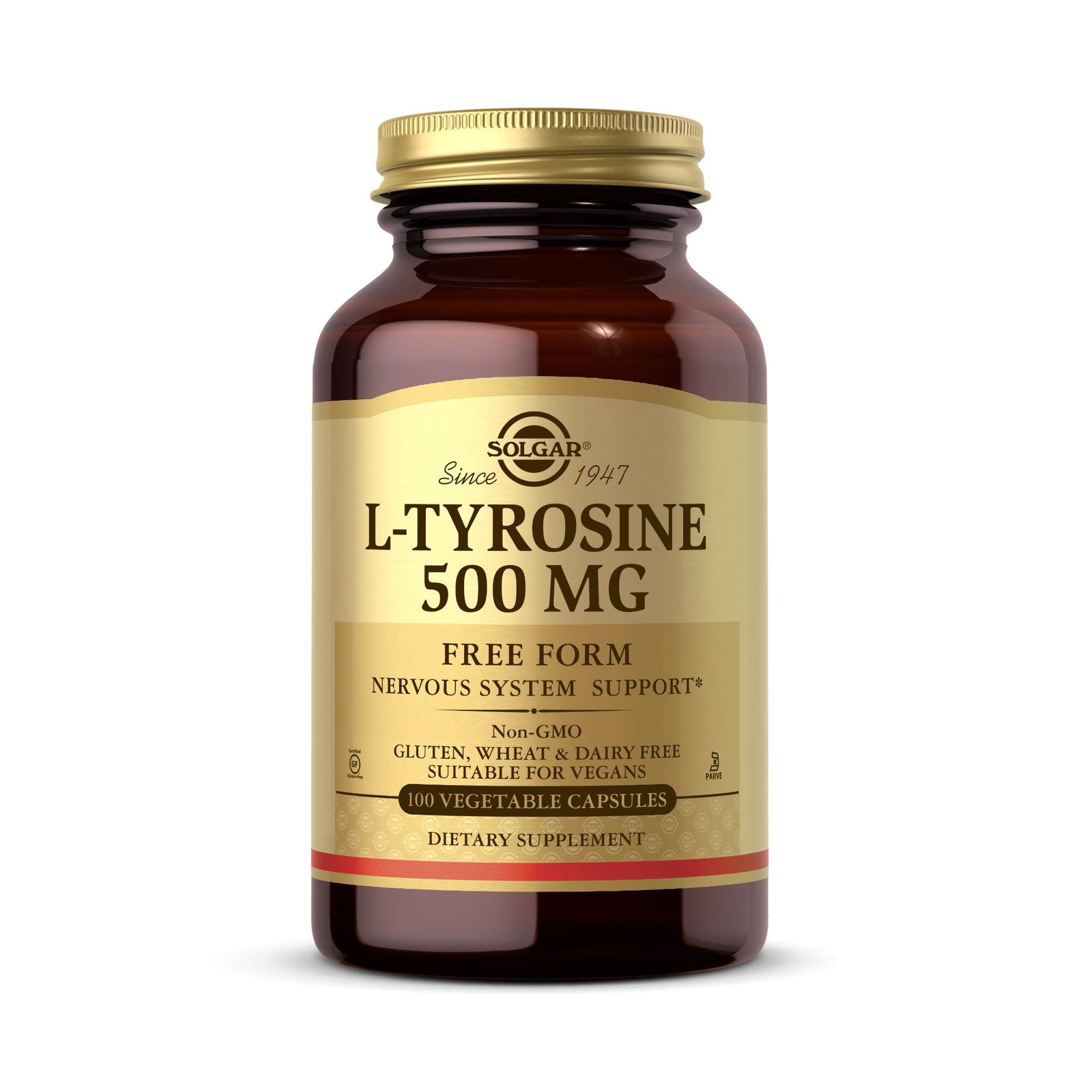 Solgar L-Tyrosine 500 mg, 100 100 Count (Pack of 1), Standard Packaging