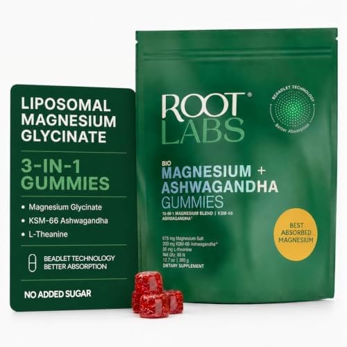ROOT LABS Magnesium Glycinate Gummies Ashwagandha 60 Count
