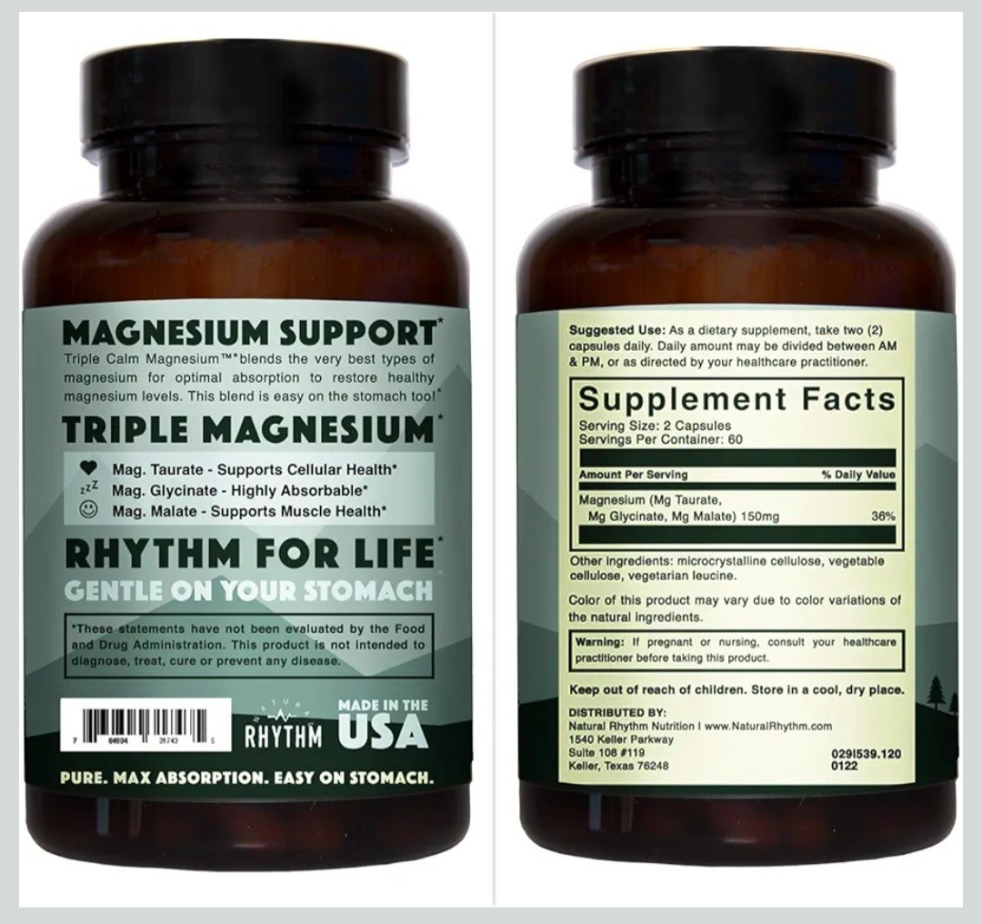 Natural Rhythm Triple Calm Magnesium 150 mg – 120 Capsules – Magnesium Complex