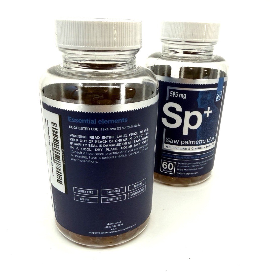Essential Elements Saw Palmetto Plus 595mg 60 Softgels 2 Pack BB 01/2026