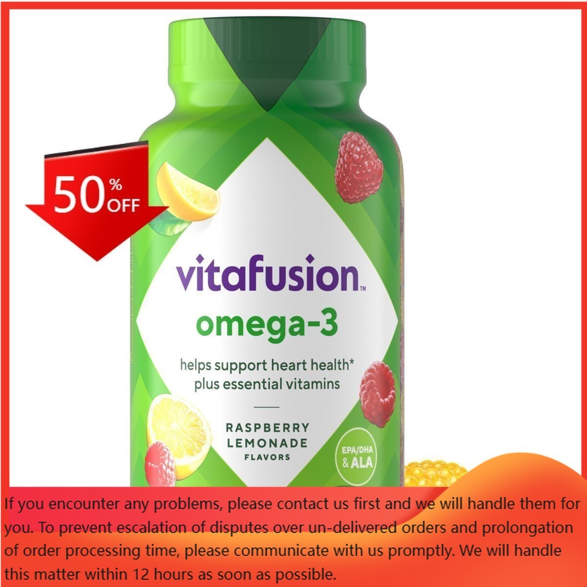 Vitafusion Omega-3 Gummies – Berry & Lemonade – 120ct: Gluten-Free