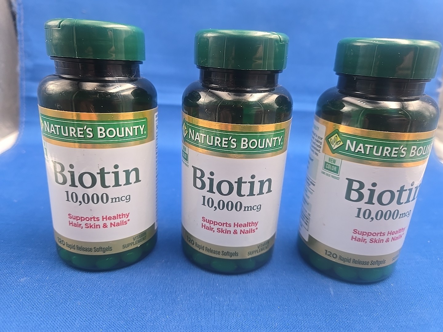 3 Bottles Nature’s Bounty Biotin Rapid Release Softgels 120 Ct 01/2028 Sealed