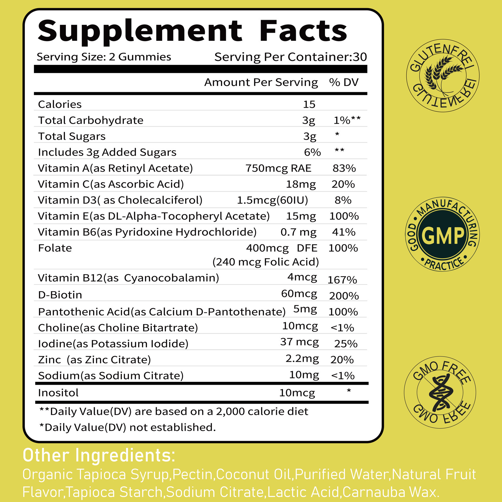 Multivitamin Gummies Vitamins A,B6,B12,C, D3,E & Zinc Immunity Growth 02/07/2027