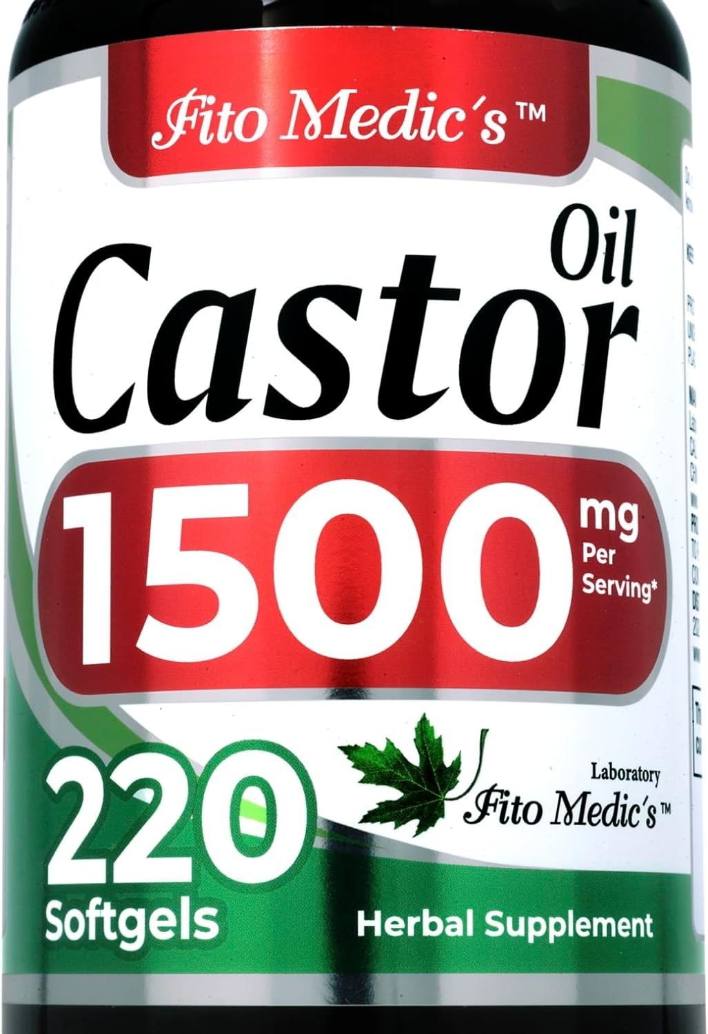 Castor Oil Capsules 1500mg 220 Softgels Cold Pressed Organic Supplement